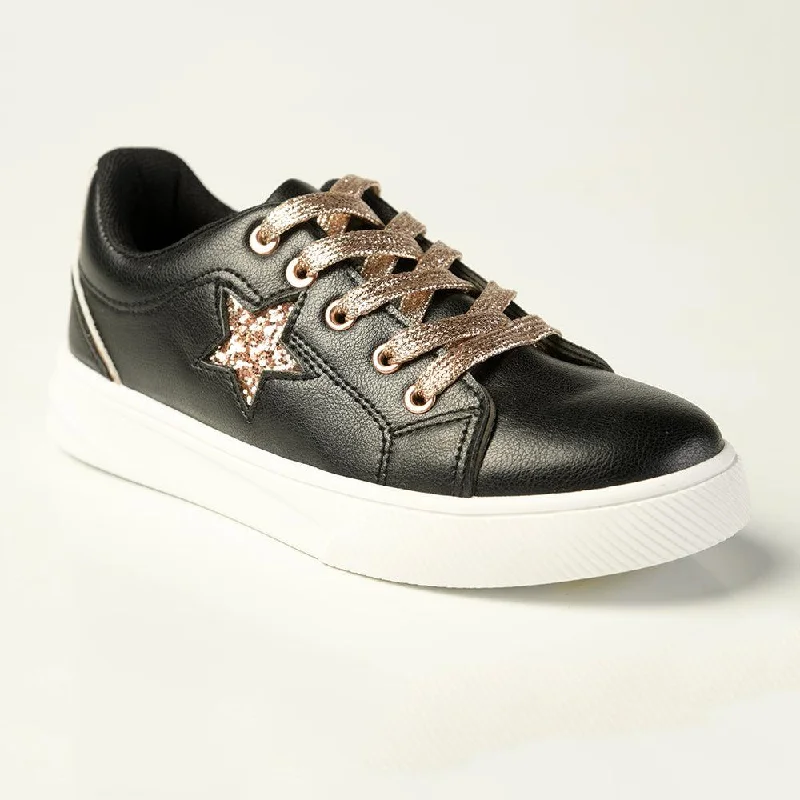 Women's Dress Shoes Madison Kids Side Floral Sneaker - Black/Gold