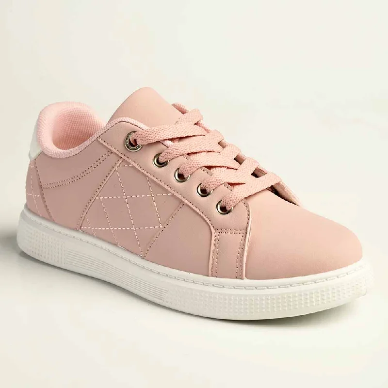 Stylish Looks Madison Lace-Up Checkered Fashion Sneaker - Pink/White