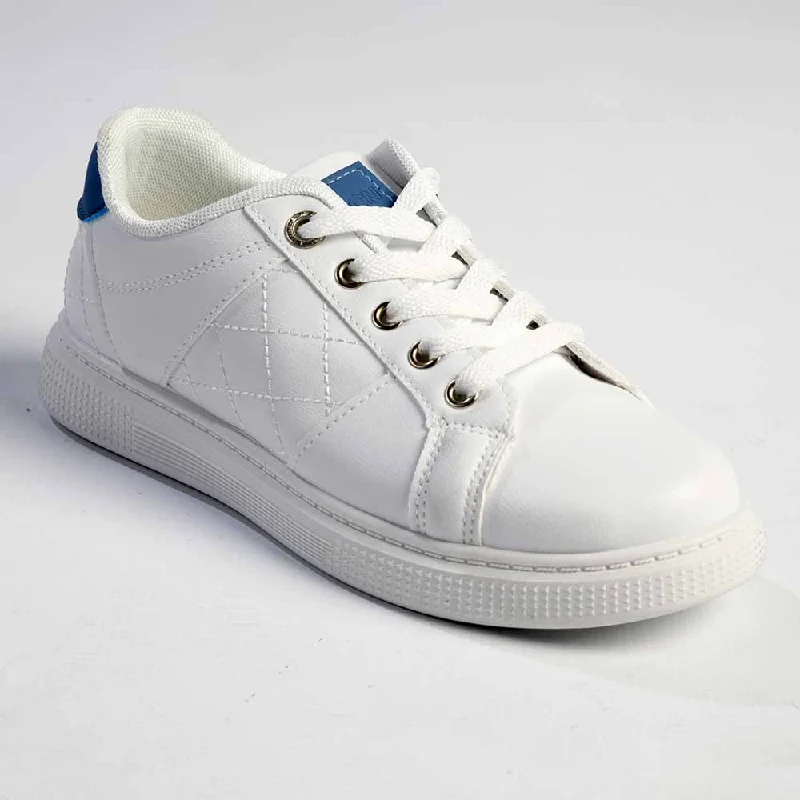 Avant-Garde Style Promotions Madison Lace-Up Checkered Fashion Sneaker - White/Blue