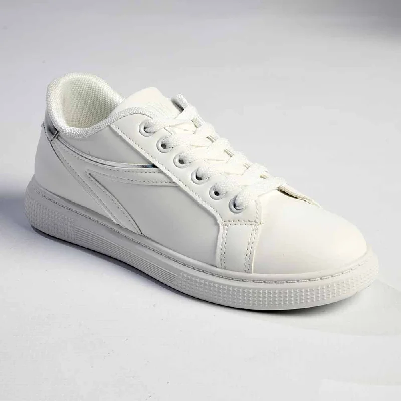 Stylish Basics Madison Lace-Up Fashion Sneaker - White/Silver