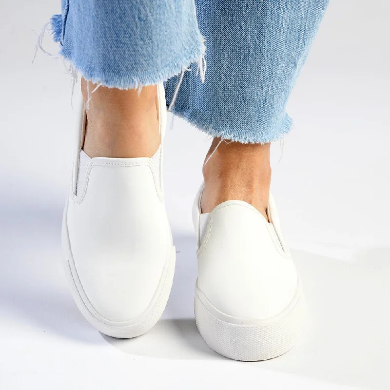 Special Offers Madison Ladies Platform Slip On Sneaker - White
