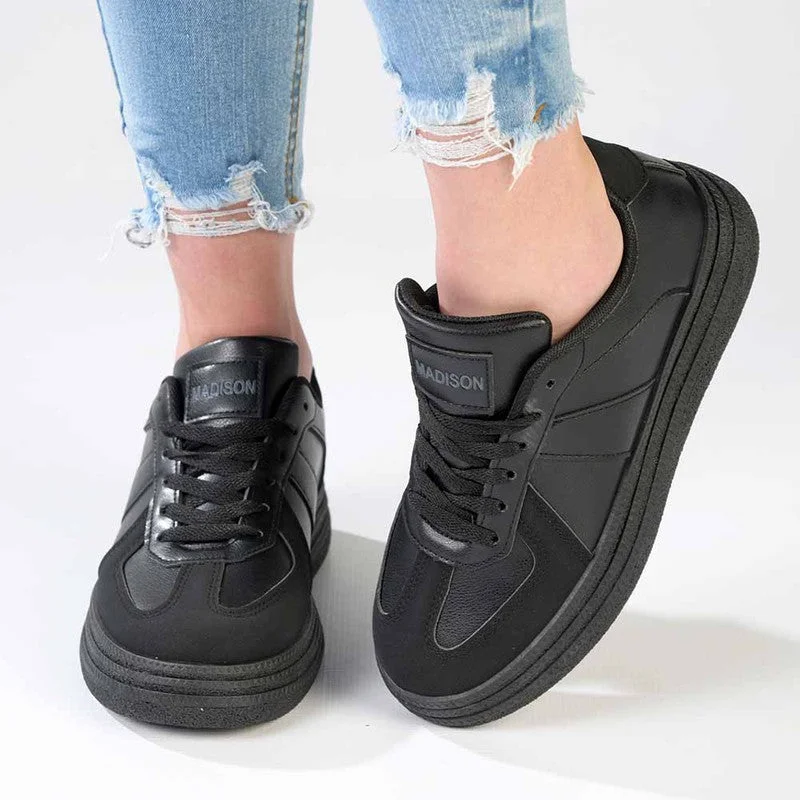 Hurry Before It's Gone Madison Platform Lace Up Fashion Sneaker - Black