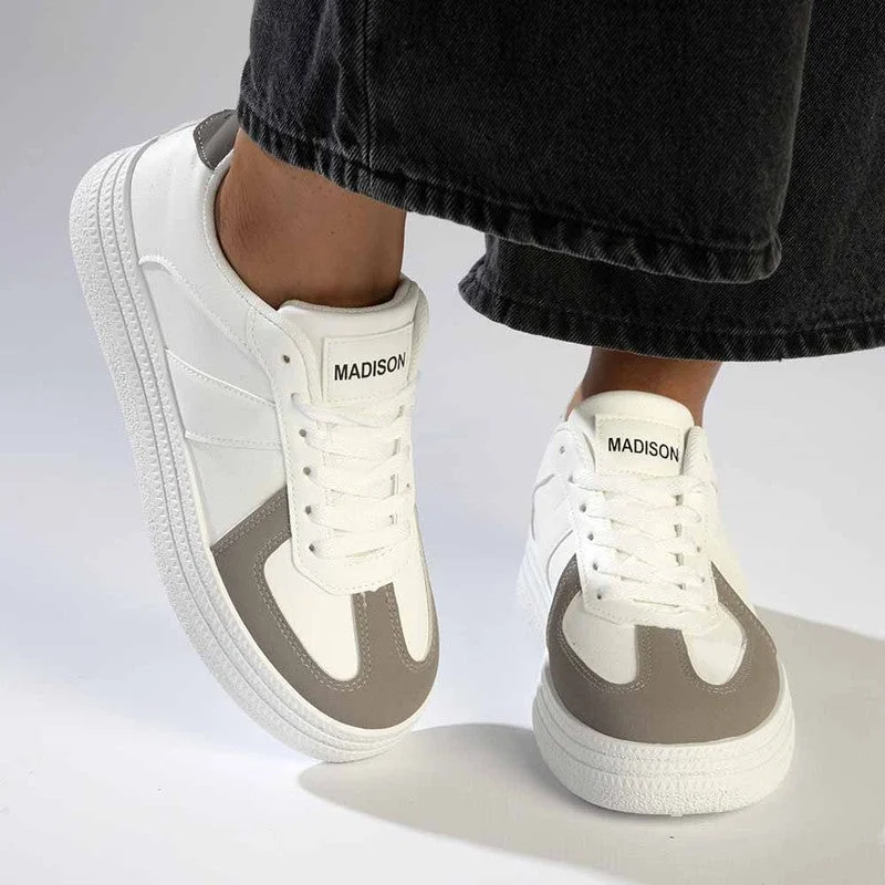 Seasonal Sale Madison Platform Lace Up Fashion Sneaker - White / Grey