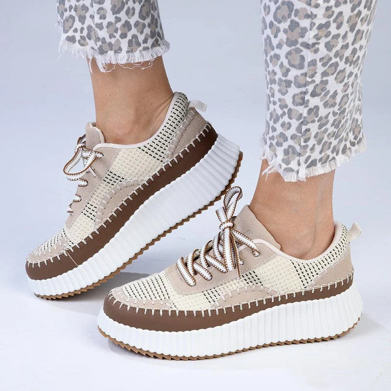Vintage-Inspired Shoes Deal Madison Stitch Multi Color Sneaker - Beige Multi