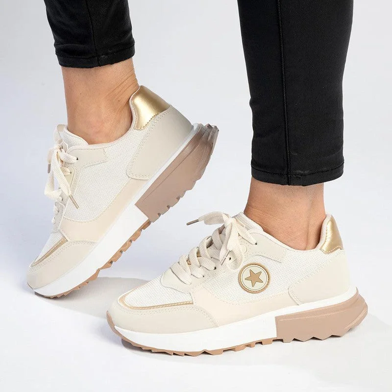 Vibrant Style Promotions Madison Tanvi Fashion Sneaker - Beige/White