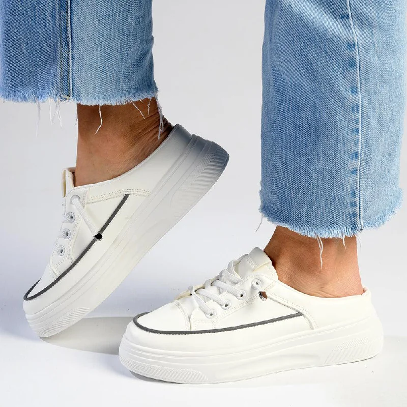 Best Deals Of The Season Madison Theodora - Ladies Slip on Platform Sneaker - White