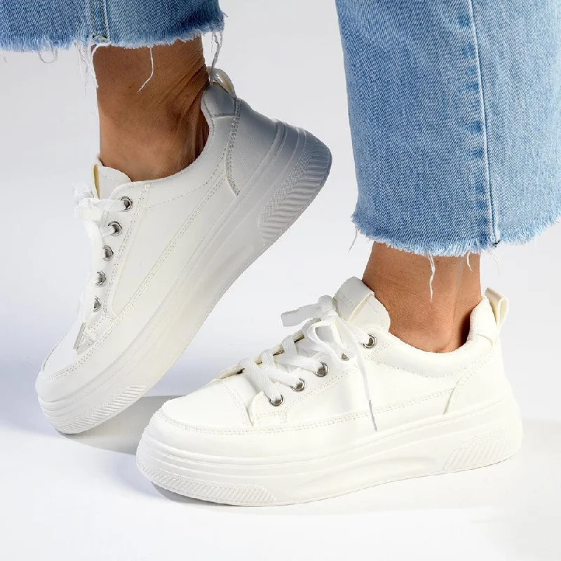 Women's Statement Shoes Madison Tylee Ladies Platform Sneaker - White