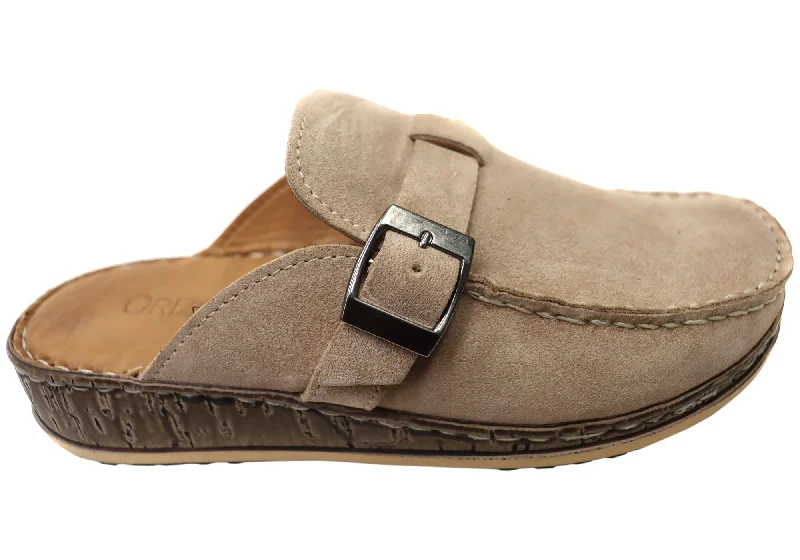 Fashion-Forward Women's Shoes Orizonte Tivoli Womens Comfortable Leather Closed Toe Open Back Mules