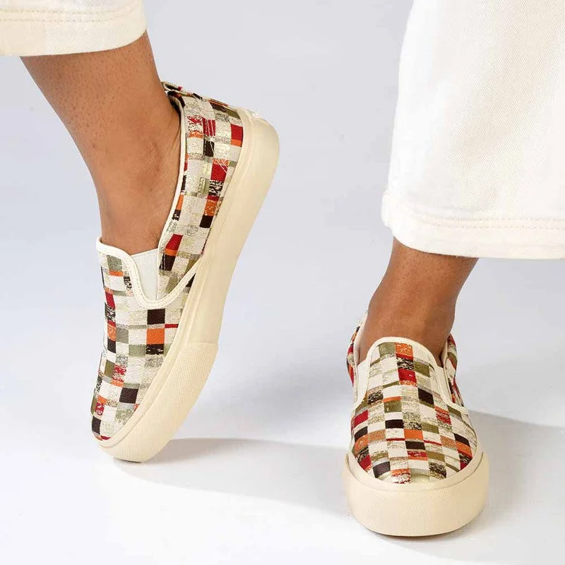 Casual Chic Pierre Cardin Esterel Fashion Slip On Sneaker - Multi Red/Gold Beige