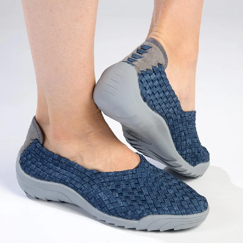 Huge Discounts This Week Rock Spring Imola Woven Elasticated Slip On - Navy/Grey
