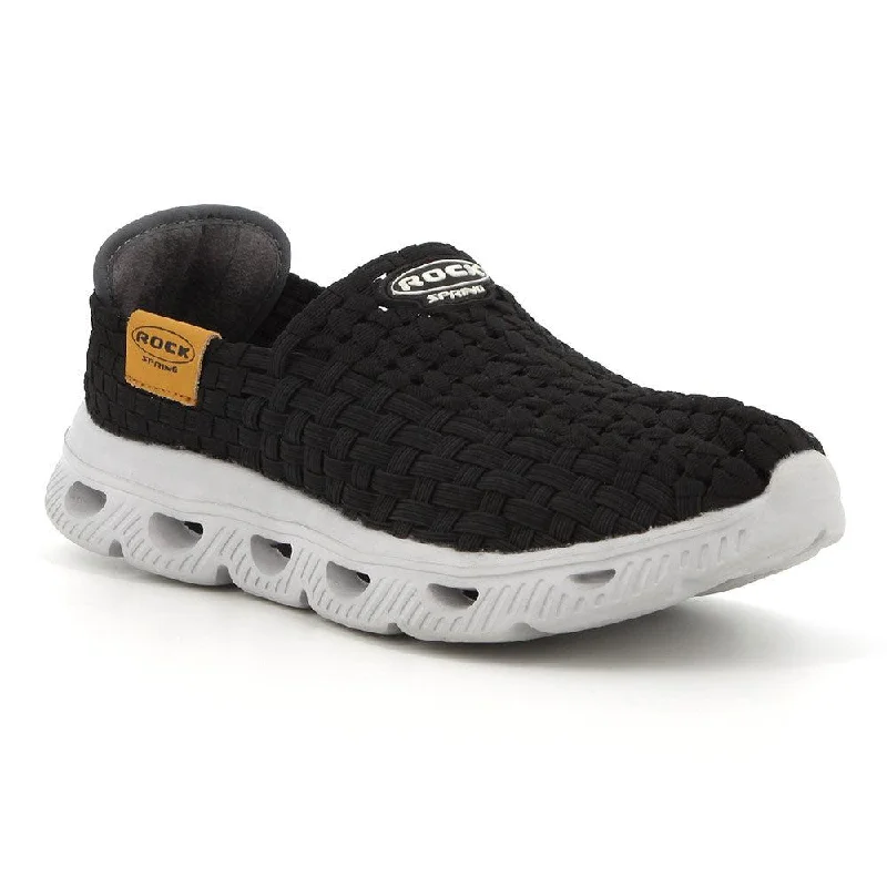 Comfortable Fashionable Shoes Rock Spring South Island Woven Slip On - Black-Grey