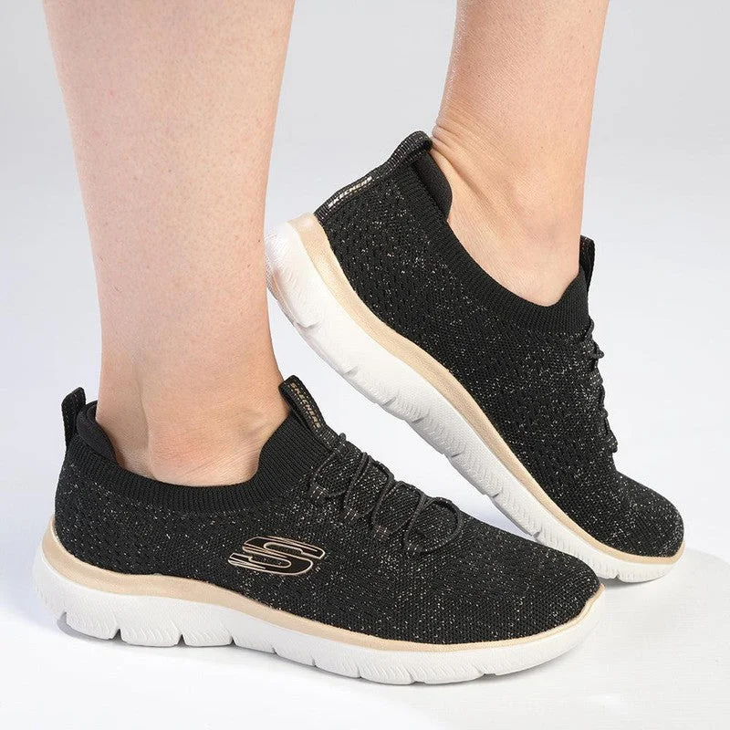 Trendy Pulse Skechers Summits Lace Up Sneaker - Black Rose