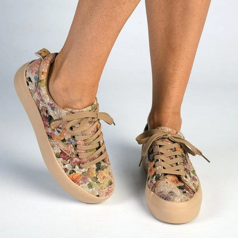 Feminine Style Promotions Soft Style by Hush Puppies Fordan Floral Toffee Sneaker - Taupe