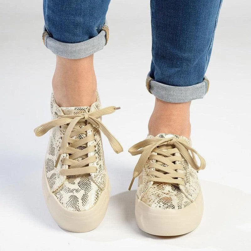 Vintage-Inspired Style Offers Soft Style by Hush Puppies Fordan Reptile Sneaker - Light Gold