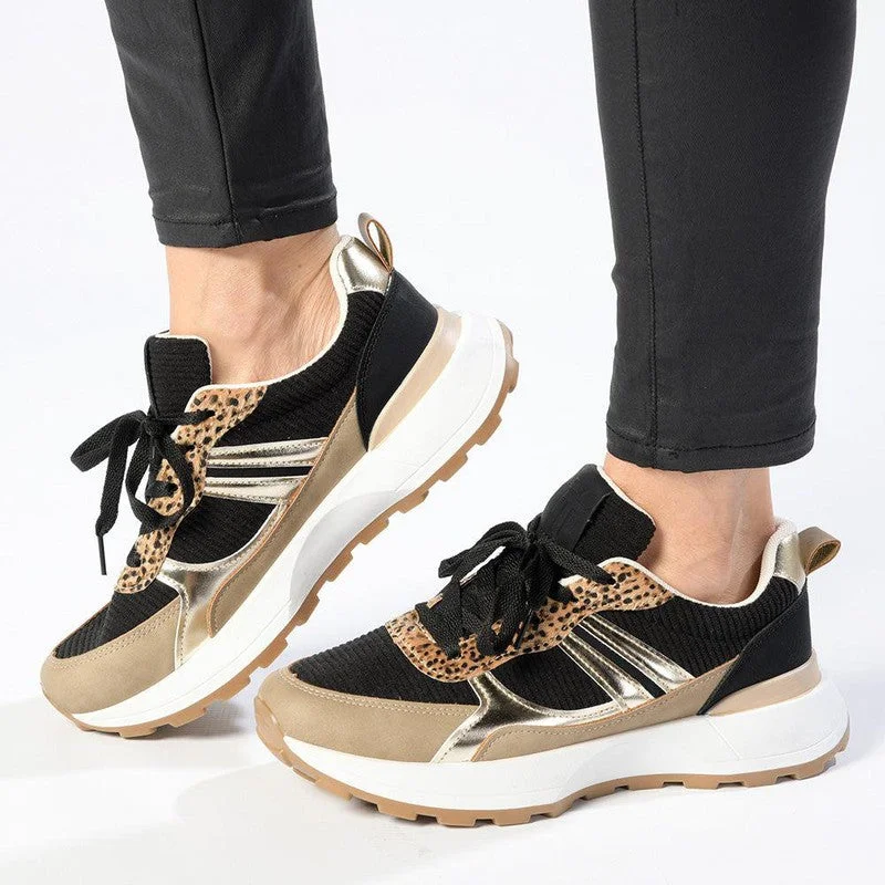 Get The Latest Trends Tom Tom Metallic Lace Up Sneaker - Black / Taupe