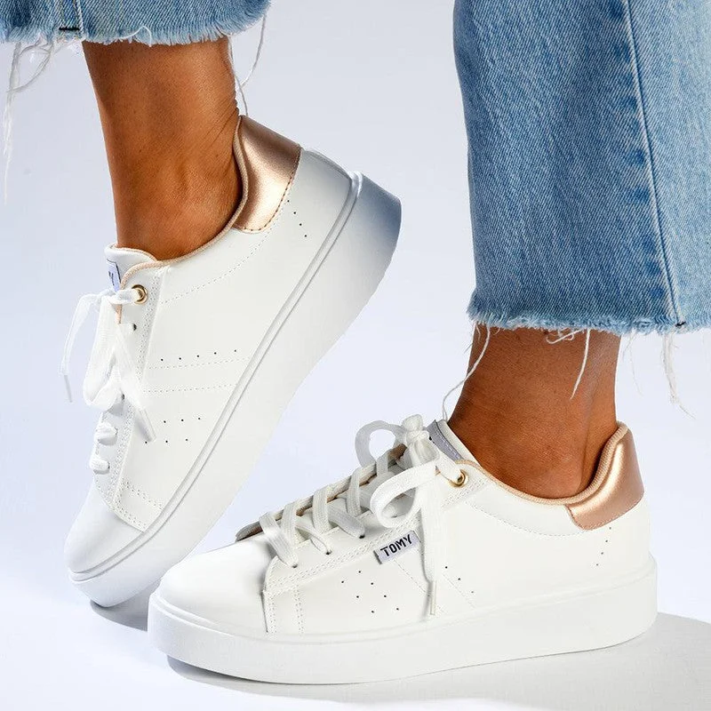 Snag Fabulous Fashion Bargains Tomy Zoya Sneaker - Off White / Rose Gold